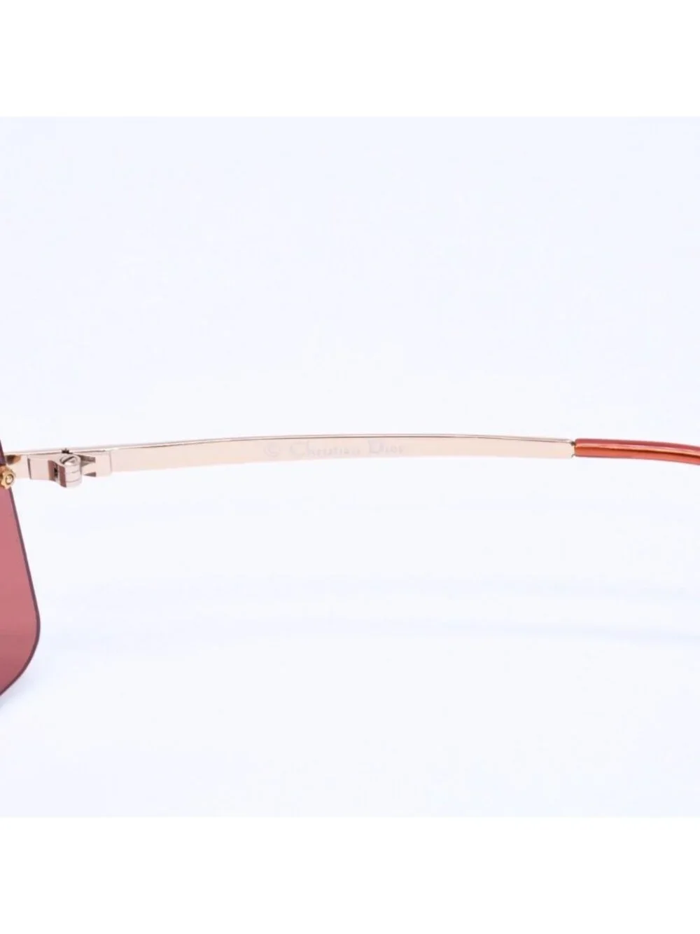 Dior Mini Motard Rimless Sunglasses Eyewear 36c Red Gold